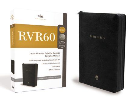 RVR60, Santa Biblia, Letra grande, Edición portátil, Leathersoft, Negro, Palabras de Jesús en Rojo, con cierre Online Hot Sale