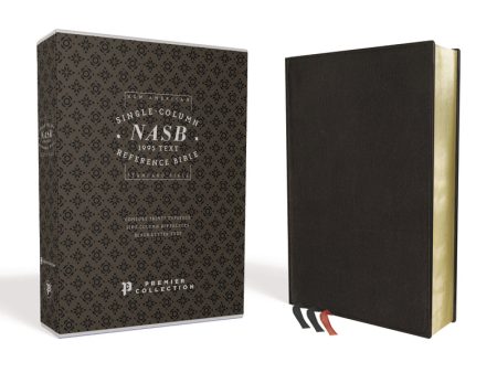 NASB, Single-Column Reference Bible, Wide Margin, Premium Goatskin Leather, Black, Premier Collection, Black Letter, 1995 Text, Art Gilded Edges, Comfort Print Online Sale