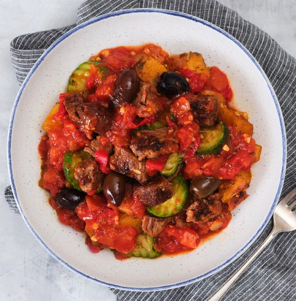 Tomato, Beef & Vegetable Stew with Olives Online now