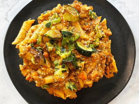 Lentil Ragu with Penne Pasta & Baked Zucchini on Sale