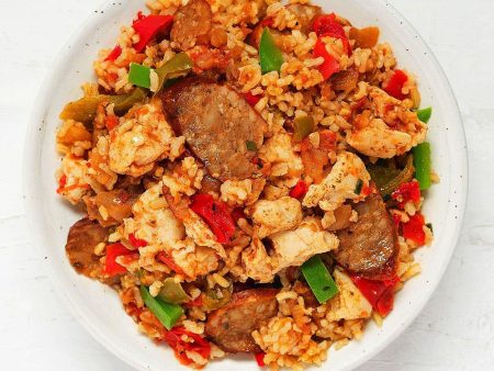 Tomato-Braised Chicken & Sausage with Brown Rice & Bell Peppers Online Sale