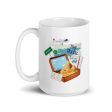 Vintage Time to Travel  White glossy mug For Sale