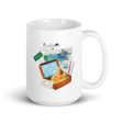 Vintage Time to Travel  White glossy mug For Sale